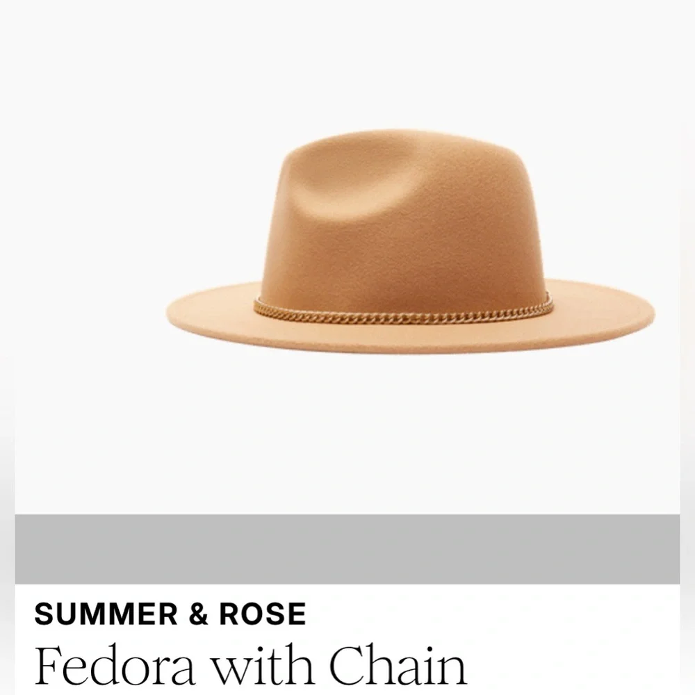 SUMMER & ROSE Fedora with Chain Camel Color - NWT